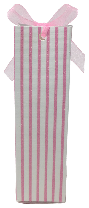 Bomboniera Astuccio Piramide Righe Rosa Scatolina Kit 10 Pezzi Senza Confetti