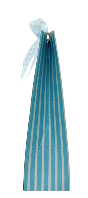 Bomboniera Astuccio Piramide Celeste Righe Bianche Scatolina Kit 10 Pezzi Senza Confetti