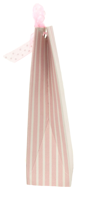 Bomboniera Astuccio Portaconfetti Piramide Righe Rosa Cm. 14x4x4 - Piram/10