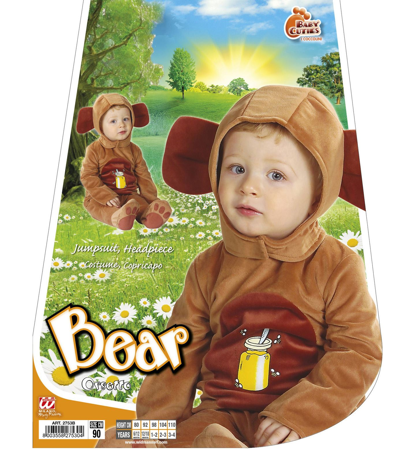 Costume Vestito Abito Travestimento Carnevale Cosplay Bambino Orsetto 12/18 Mesi Cm. 92 - 2753b