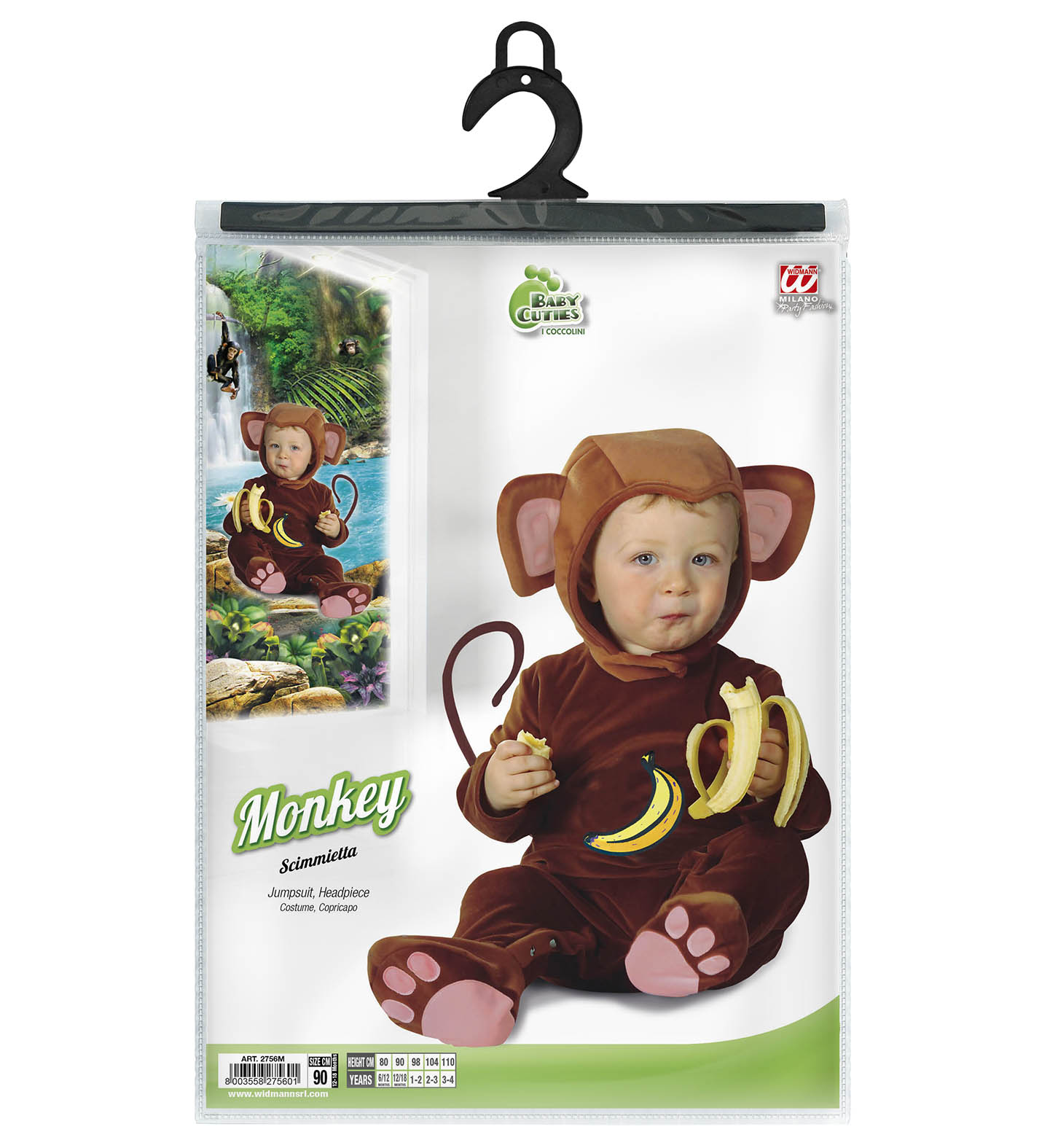 Costume Vestito Abito Travestimento Carnevale Bambino Scimmietta 12/18 Mesi Cm. 92 - 2756m