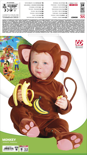 Costume Vestito Abito Travestimento Carnevale Bambino Scimmietta 12/18 Mesi Cm. 92 - 2756m