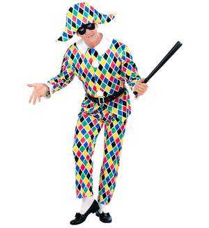 Vestito Carnevale + Accessori Arlecchino Costume Maschera Travestimento (l)