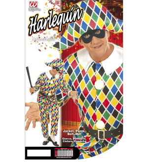Vestito Carnevale + Accessori Arlecchino Costume Maschera Travestimento (s)