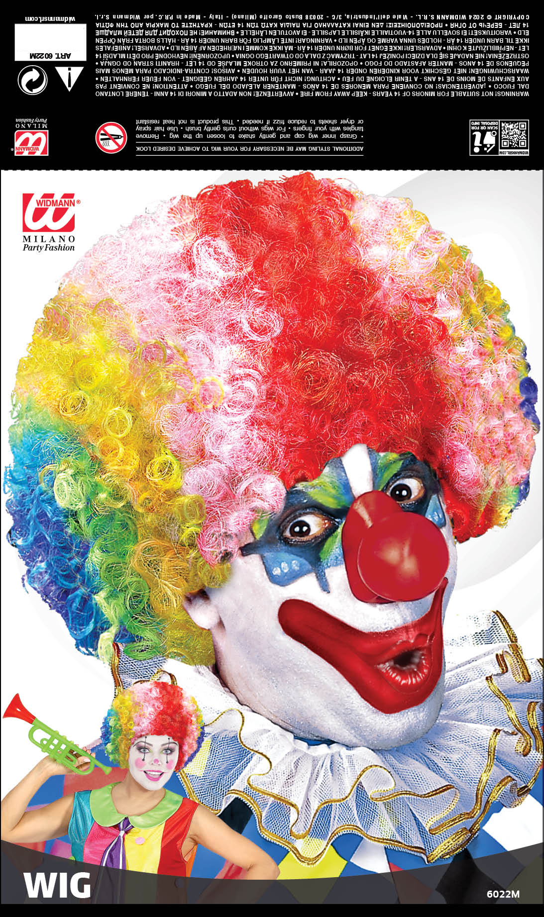 Parrucca Clown Pagliaccio Riccia Accessori per Abito Vestito Travestimento Carnevale Bambino