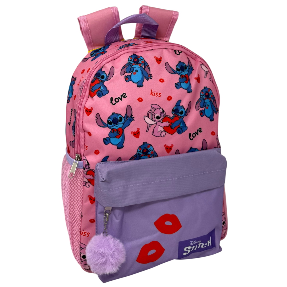 Zaino Asilo Stitch Angel DISNEY con Tasca Frontale Borsa Passeggio 31 CM - Zh25004