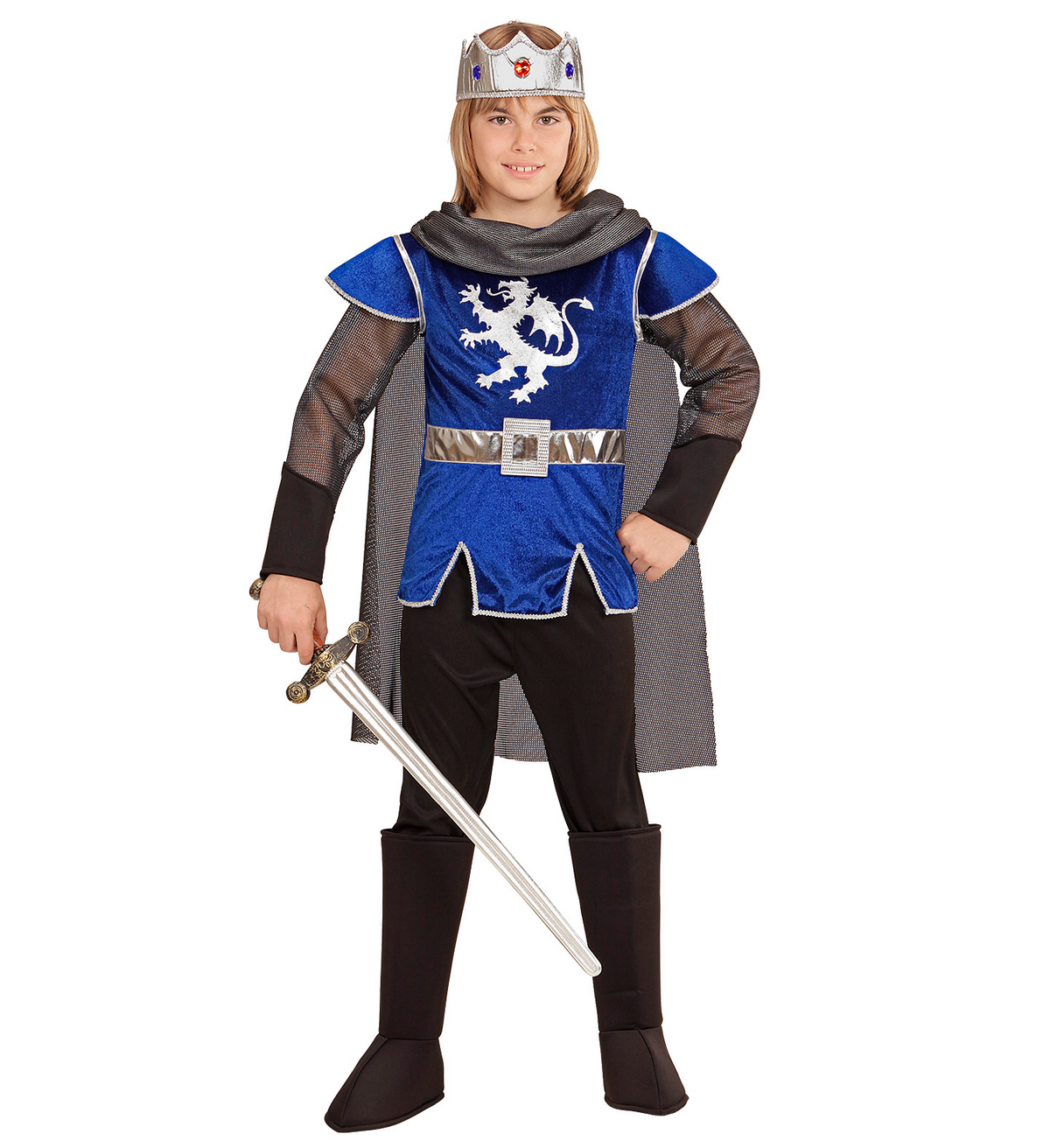 Vestito Carnevale + Accessori Re Artù Costume Spada Antica con Fodero 8/10 Anni Travestimento - 0550+86244