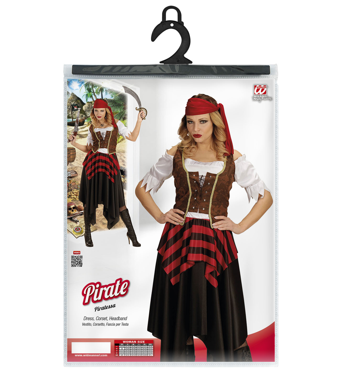 Vestito Carnevale + Accessori Piratessa Adulto Vestito Sciabola Calze Tg. Xs Travestimento - 0562 Adulto+7007b+4750r