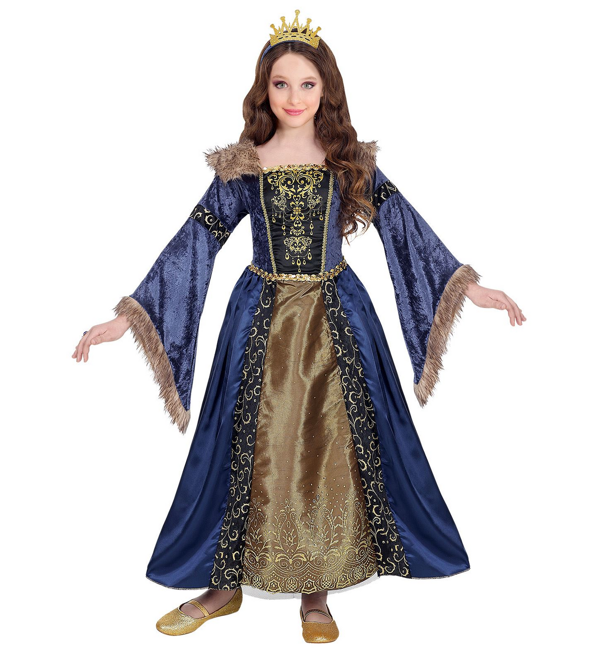 Costume Vestito Abito Travestimento Carnevale Bambina Regina Medievale - 0713