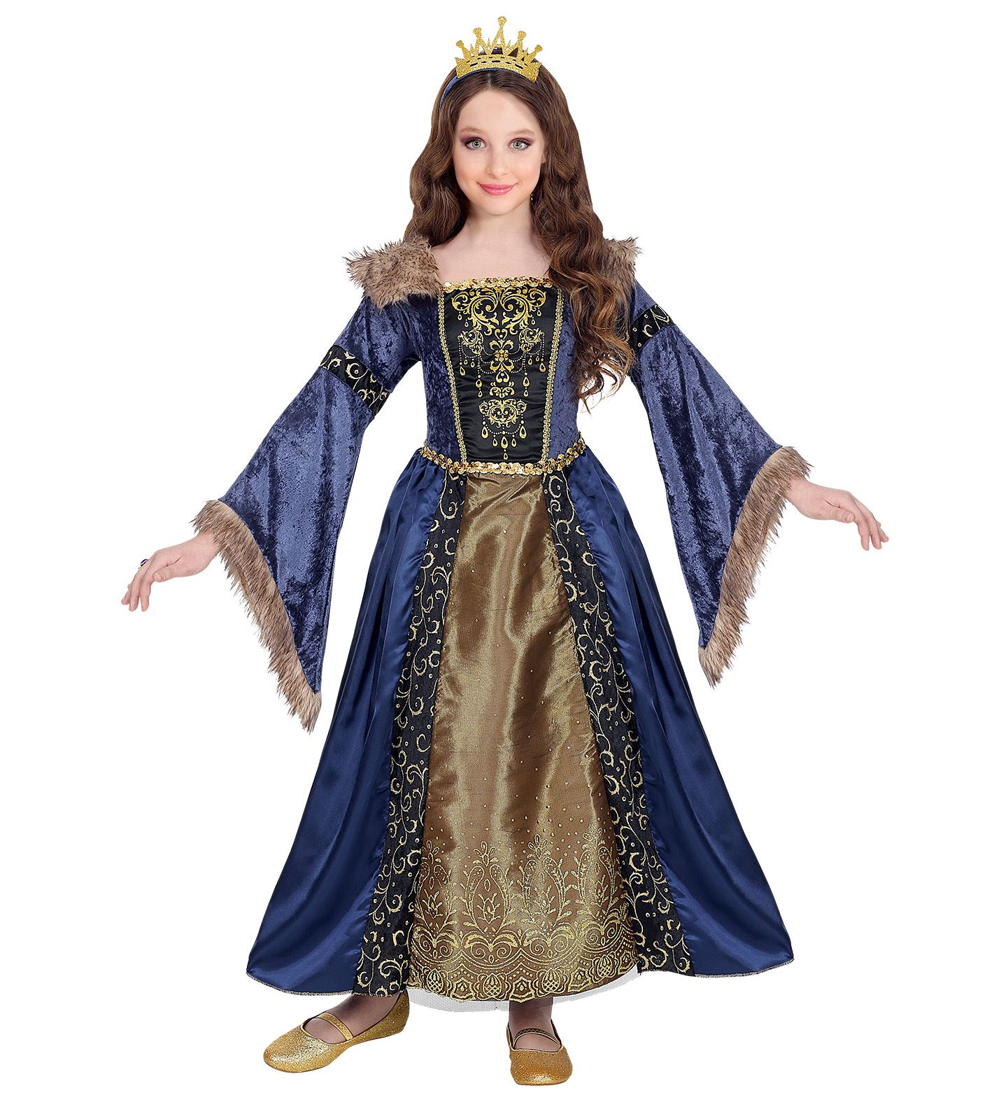 Costume Vestito Abito Travestimento Carnevale Bambina Regina Medievale - 0713