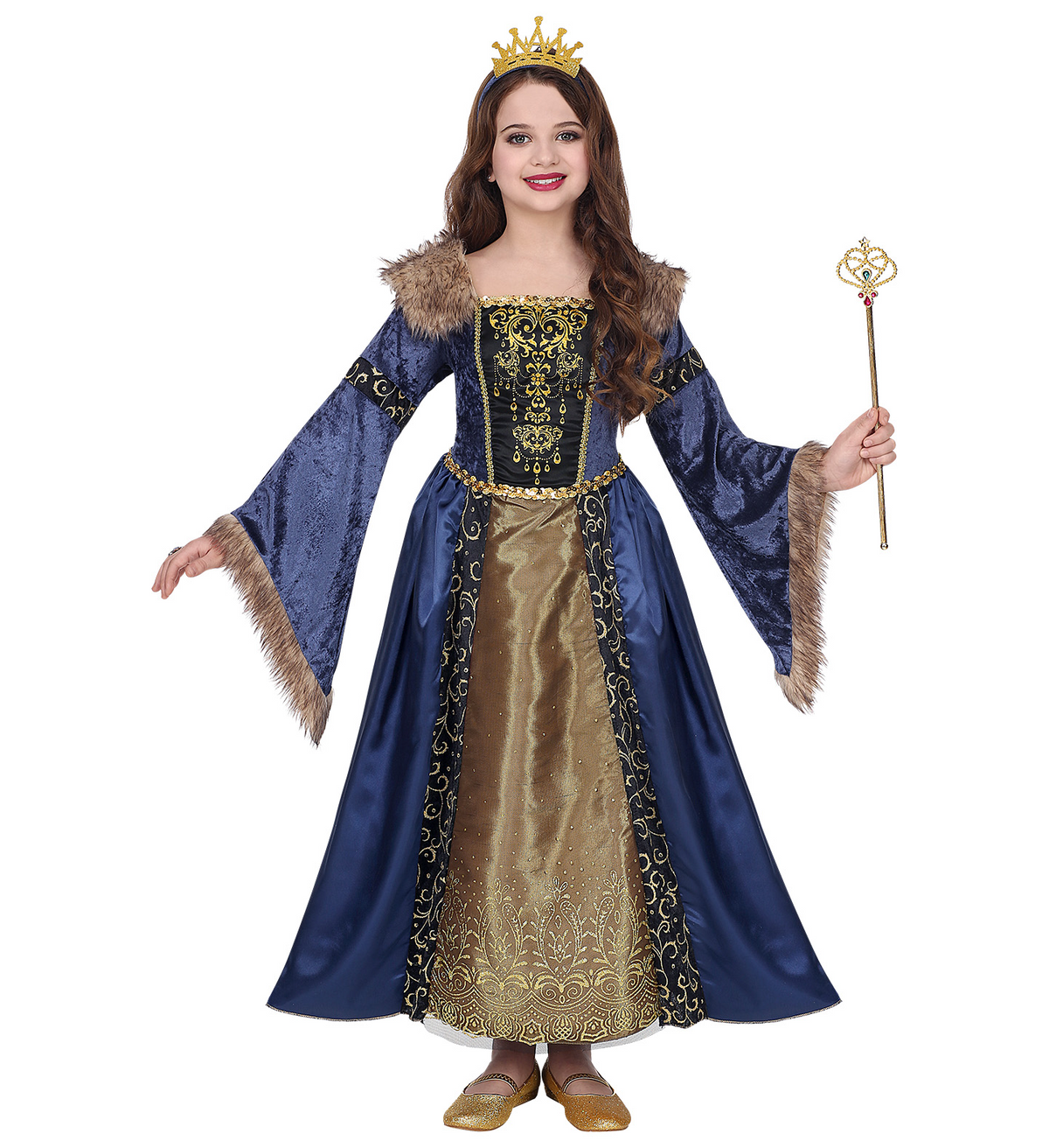 Costume Vestito Abito Travestimento Carnevale Bambina Regina Medievale - 0713