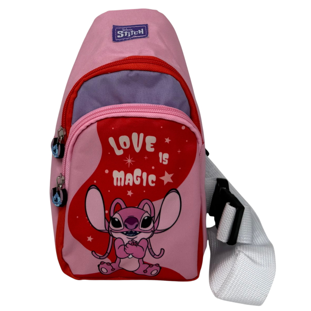 Marsupio Angel Stitch DISNEY con Tracolla Regolabile Borsello da Passeggio con Cintura - Zh25003
