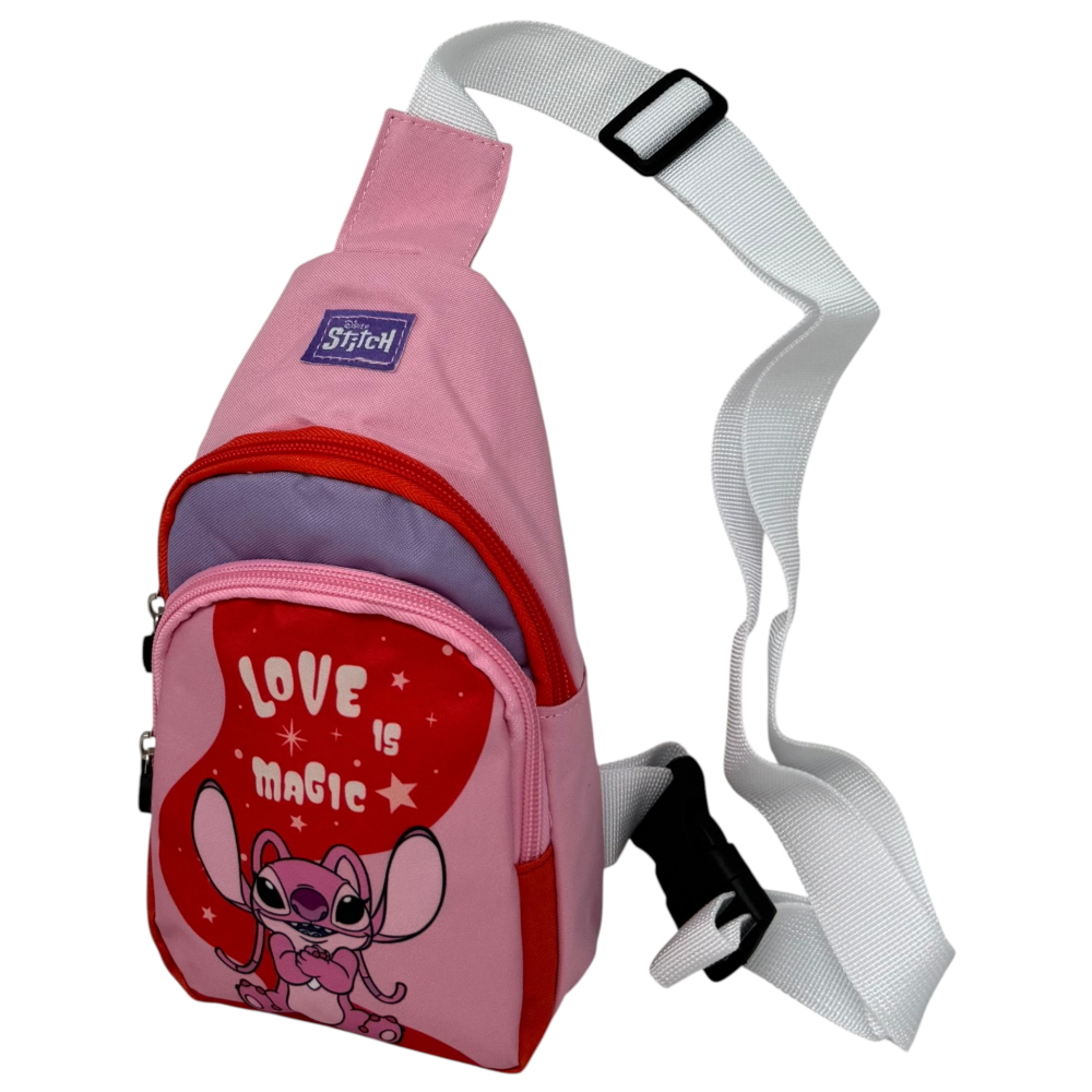 Marsupio Angel Stitch DISNEY con Tracolla Regolabile Borsello da Passeggio con Cintura - Zh25003