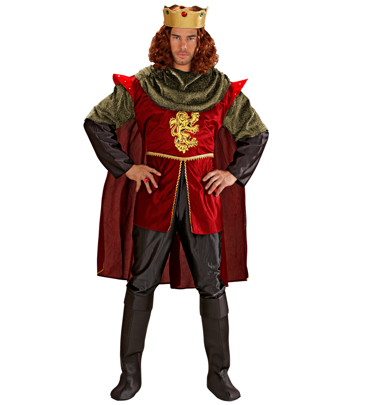 Vestito Carnevale + Accessori Cavaliere Reale Costume Corona Spada con Fodero XL Travestimento - 3550 Adulto+7001c