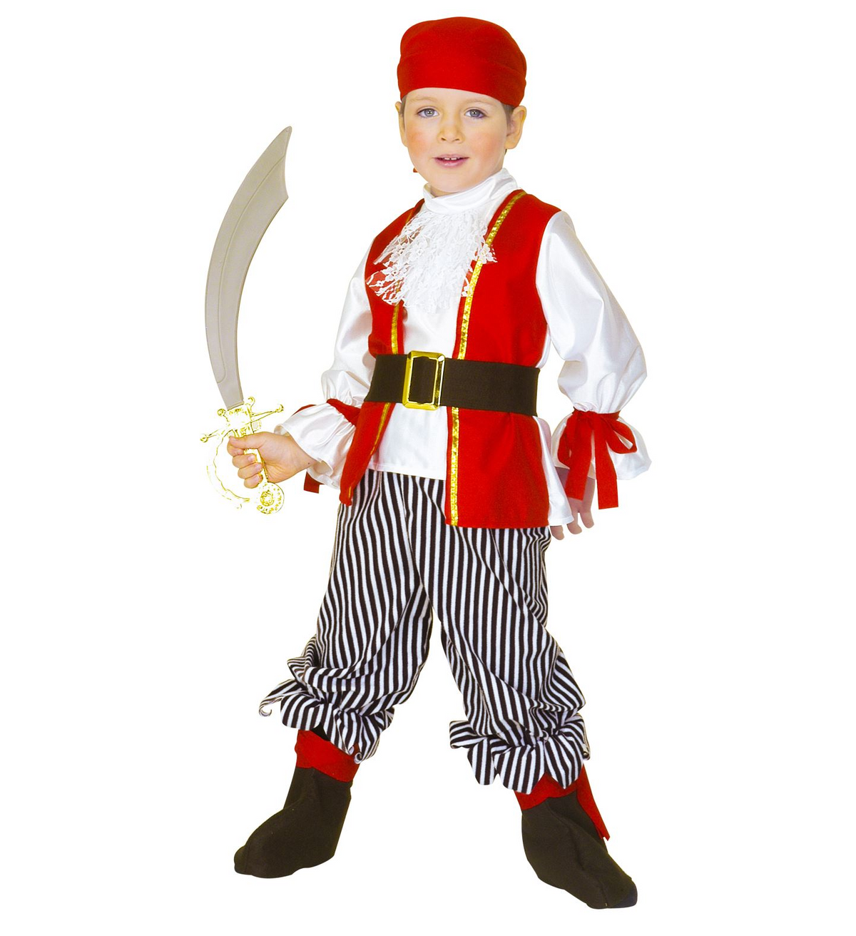 Vestito Carnevale + Accessori Pirata Costume Sciabola 3/4  Anni Travestimento - 4381+7007b