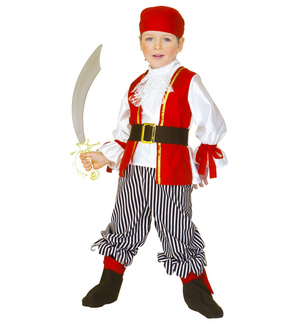 Vestito Carnevale + Accessori Pirata Costume Sciabola 3/4  Anni Travestimento - 4381+7007b