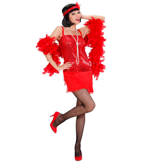 Vestito Carnevale + Accessori Charleston Abito Boa Calze Travestimento (l)