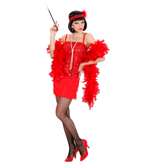 Vestito Carnevale + Accessori Charleston Abito Boa Calze Travestimento (m)