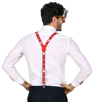 Set Travestimento - Renna- Occhiali, Bretelle, Papillon - Accessori Abito Vestito Carnevale Adulto
