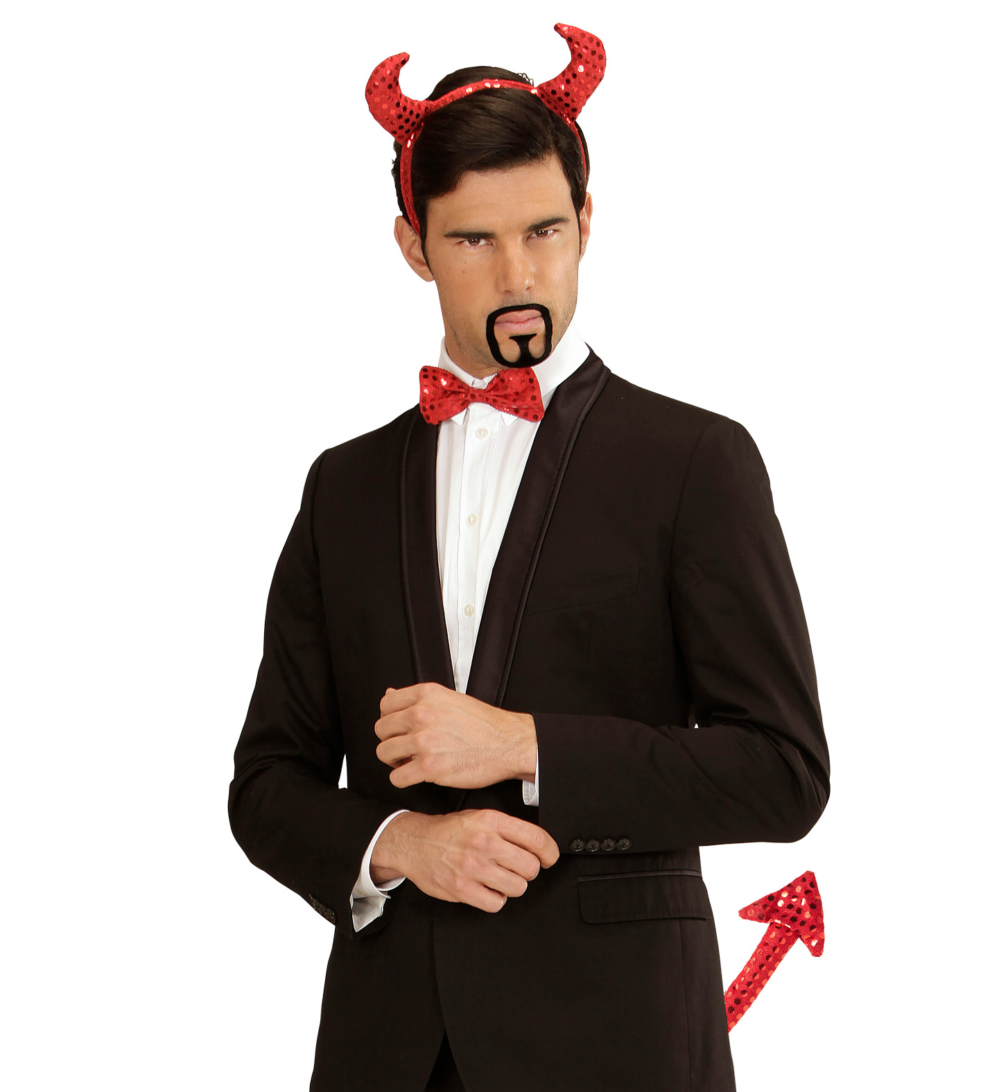 Set Travestimento - Diavolo in Paillettes- Corna, Papillon, Papillon - Accessori Abito Vestito Carnevale Adulto