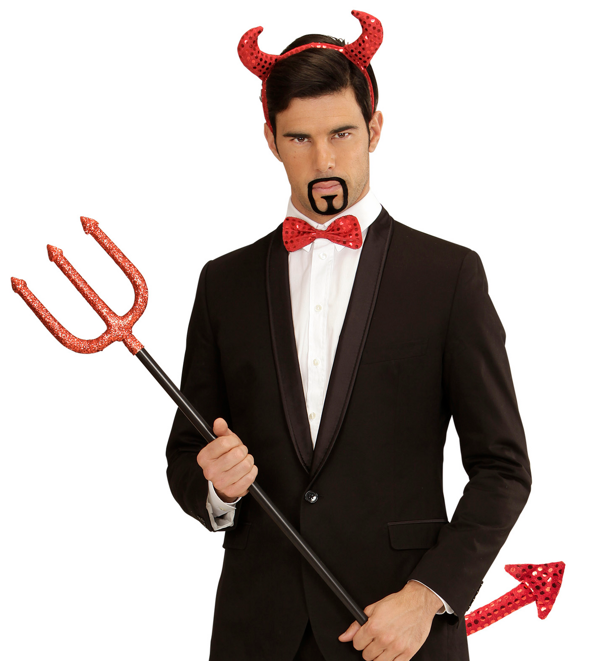 Set Travestimento - Diavolo in Paillettes- Corna, Papillon, Papillon - Accessori Abito Vestito Carnevale Adulto