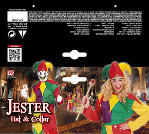 Set Travestimento - Giullare - Cappello, Collare - Accessori Abito Vestito Carnevale