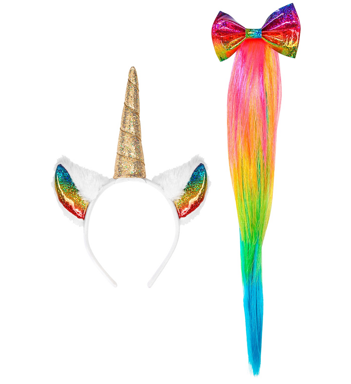 Set Travestimento - Unicorno - Copricapo e Coda - Accessori Abito Vestito Carnevale Adulto