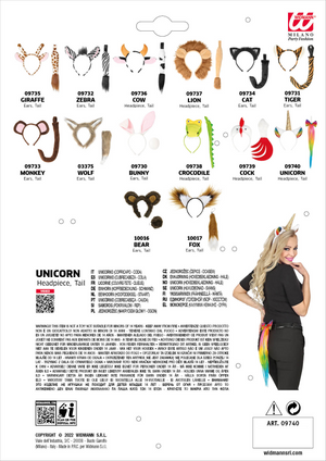 Set Travestimento - Unicorno - Copricapo e Coda - Accessori Abito Vestito Carnevale Adulto
