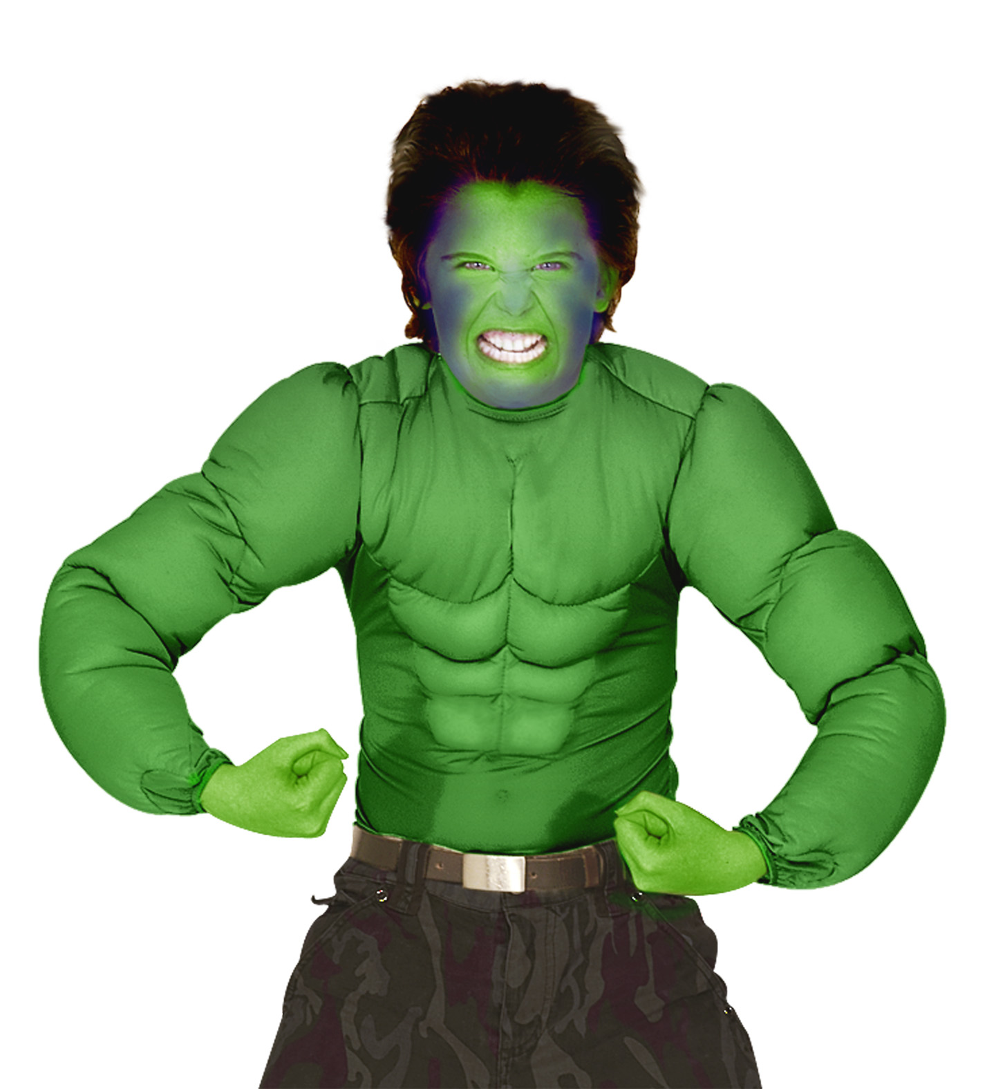 Costume Vestito Abito Travestimento Carnevale Cosplay Bambino - Camicia Super Muscoli Eroe Verde Hulk - 1258