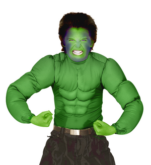 Costume Vestito Abito Travestimento Carnevale Cosplay Bambino - Camicia Super Muscoli Eroe Verde Hulk - 1258