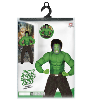 Costume Vestito Abito Travestimento Carnevale Cosplay Bambino - Camicia Super Muscoli Eroe Verde Hulk - 1258