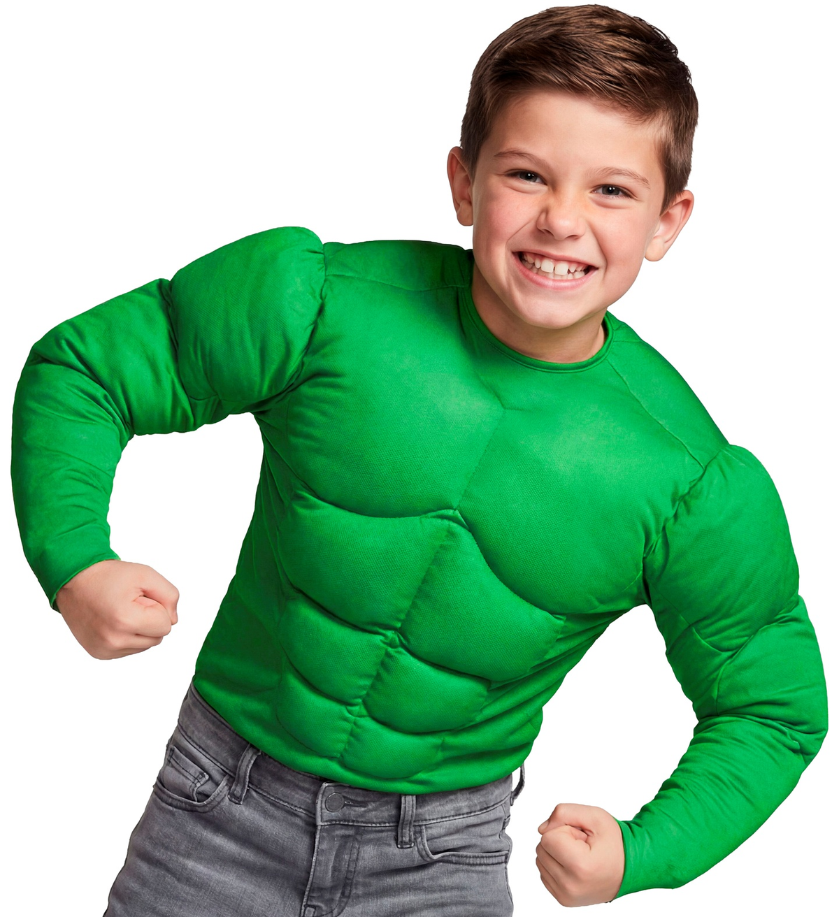 Costume Vestito Abito Travestimento Carnevale Cosplay Bambino - Camicia Super Muscoli Eroe Verde Hulk - 1258