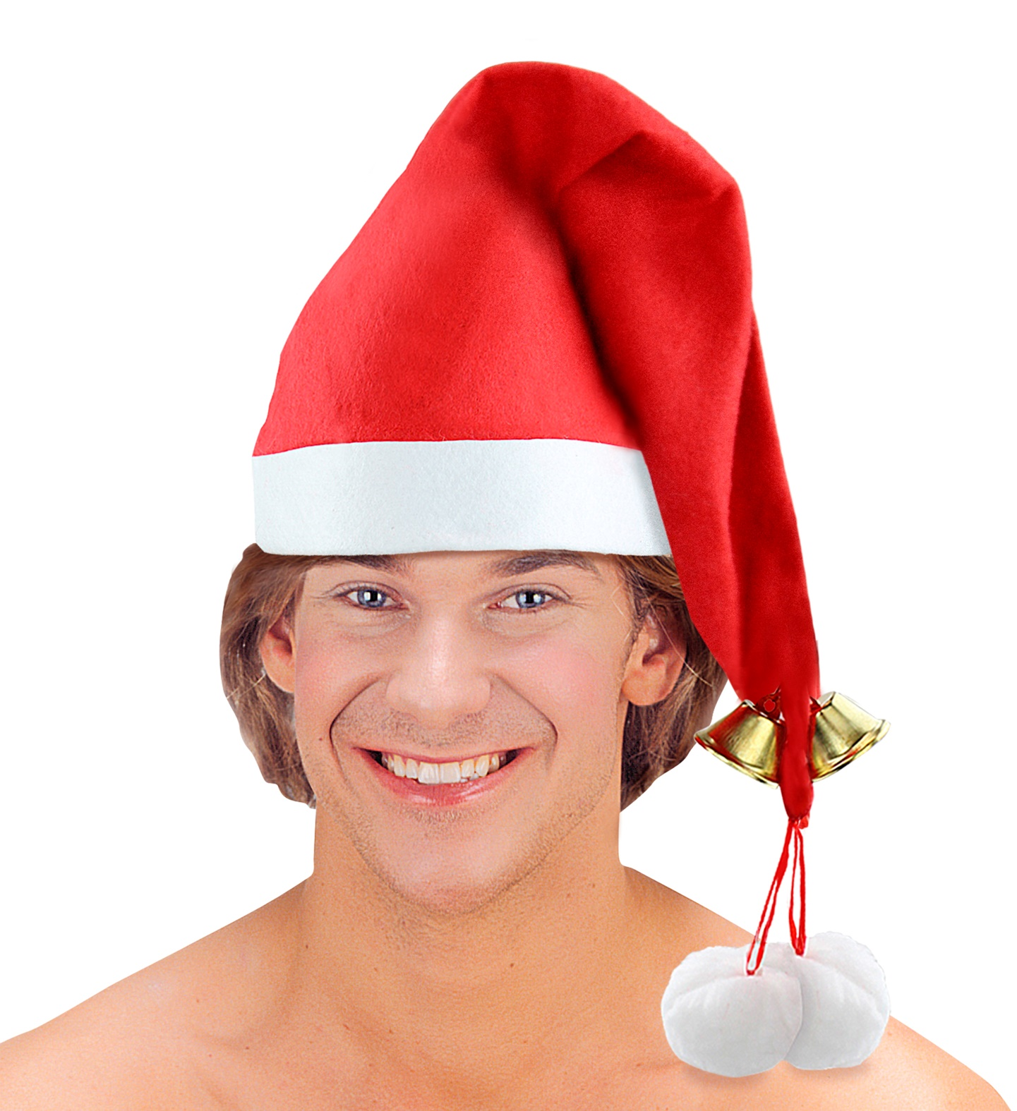 Cappello Babbo Natale con Campanelle Accessori Natalizi Adulto Unisex - 1503p