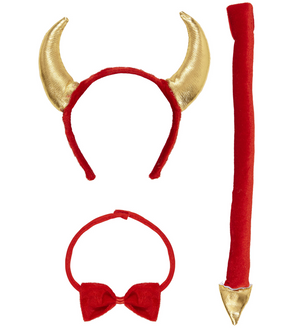 Set Travestimento - Diavolessa - Corna, Papillon  e Coda - Accessori Abito Vestito Carnevale Adulto