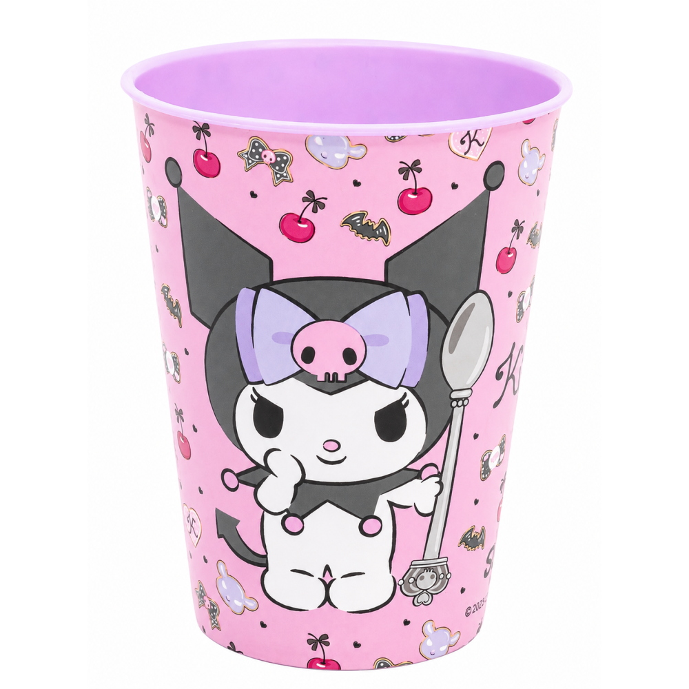 Bicchiere Kuromi Sanrio in Plastica Semirigida Riutilizzabile 260 Ml Bpa Free - St88307
