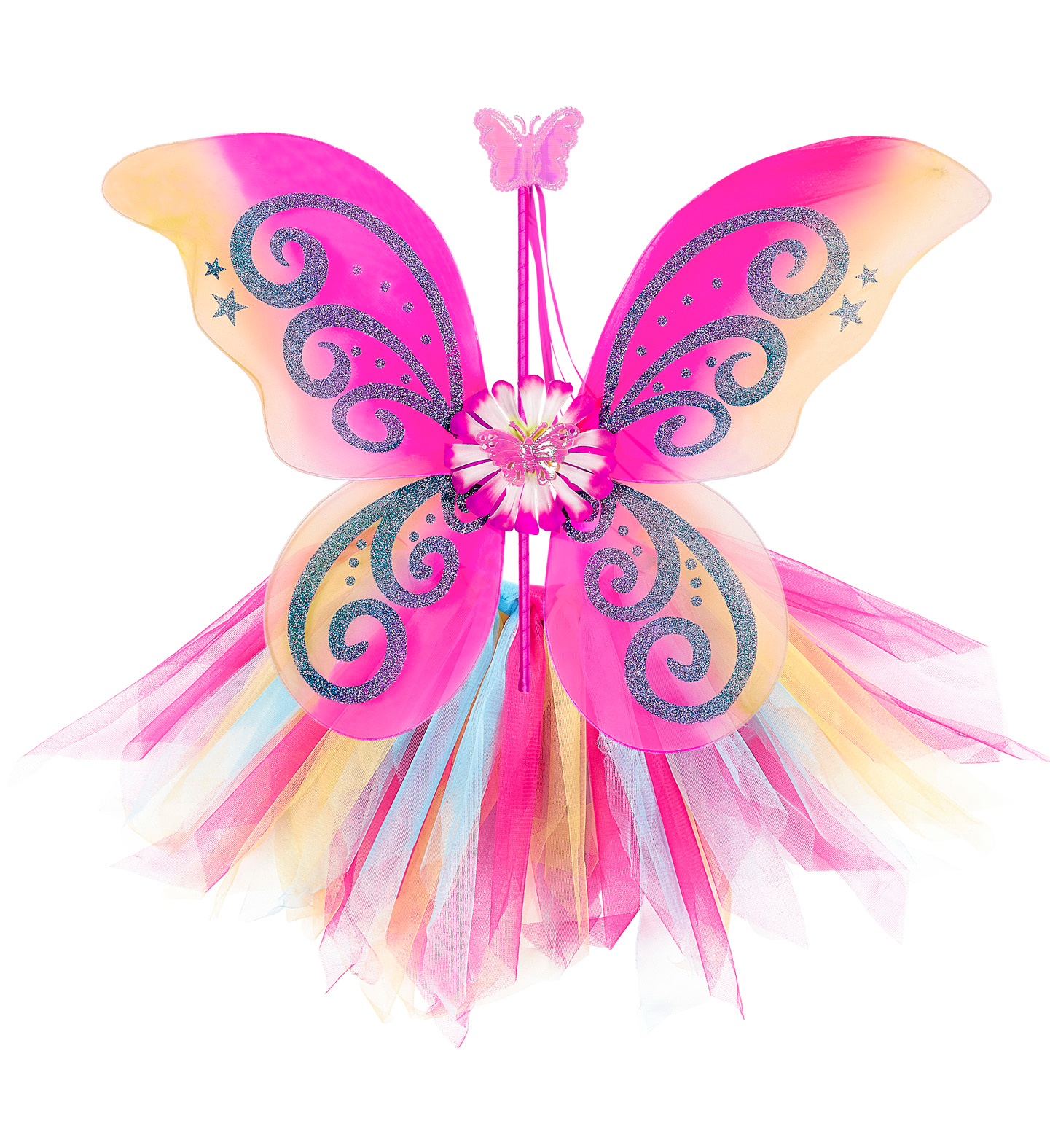Set Fatina Fantasy Magica Ali Gonna Bacchetta - Accessori Abito Vestito Travestimento Carnevale Bambina