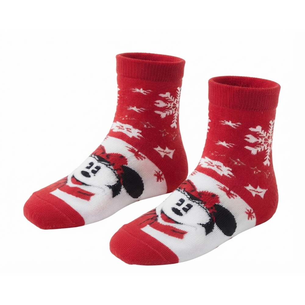 Calzini Antiscivolo Natale Minnie Mouse DISNEY in Spugna 2 Paia 23/26 - Min0676