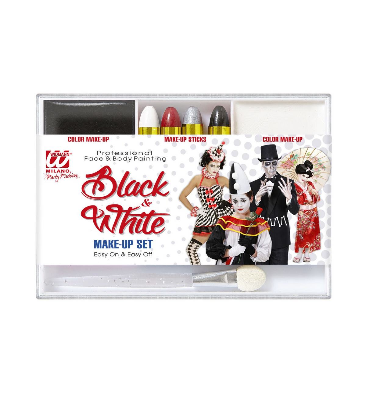 Set Trucco Bianco e Nero Accessori Abito Vestito Carnevale Cosplay - 02409