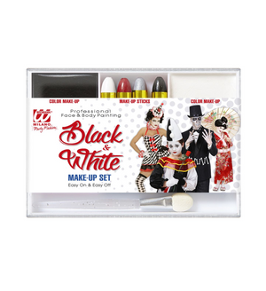 Set Trucco Bianco e Nero Accessori Abito Vestito Carnevale Cosplay - 02409