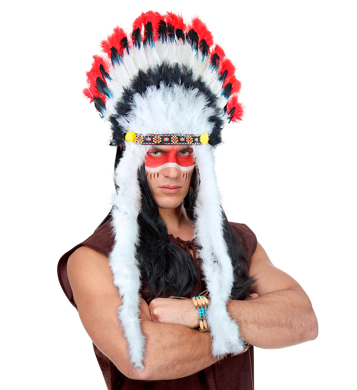 Cappello Western Copricapo Indiano Toro Scatenato - Accessori per Abito Vestito Travestimento Carnevale - 3305b