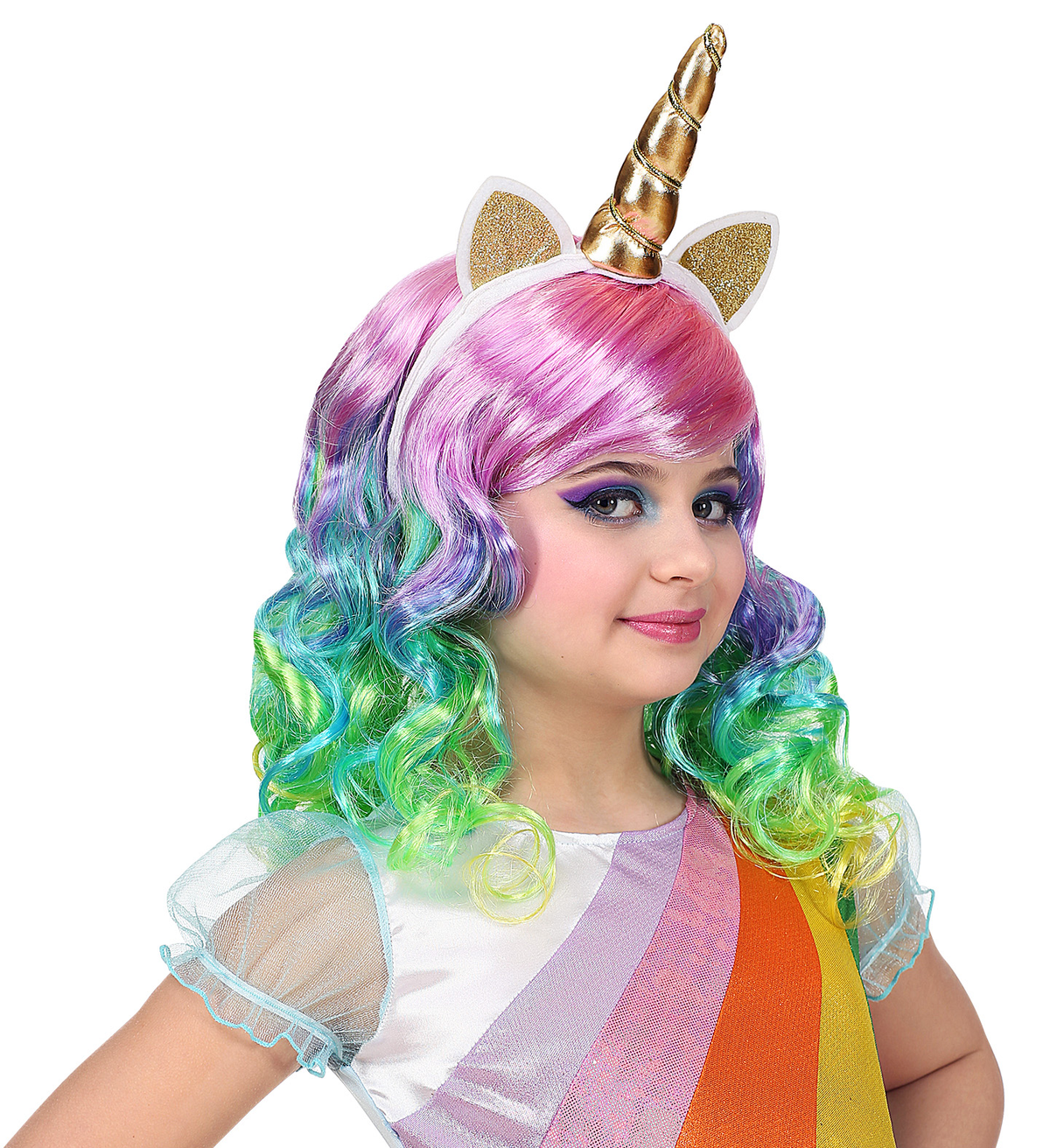Set Travestimento - Unicorno - Parrucca e Cerchietto - Accessori Abito Vestito Carnevale - 46935