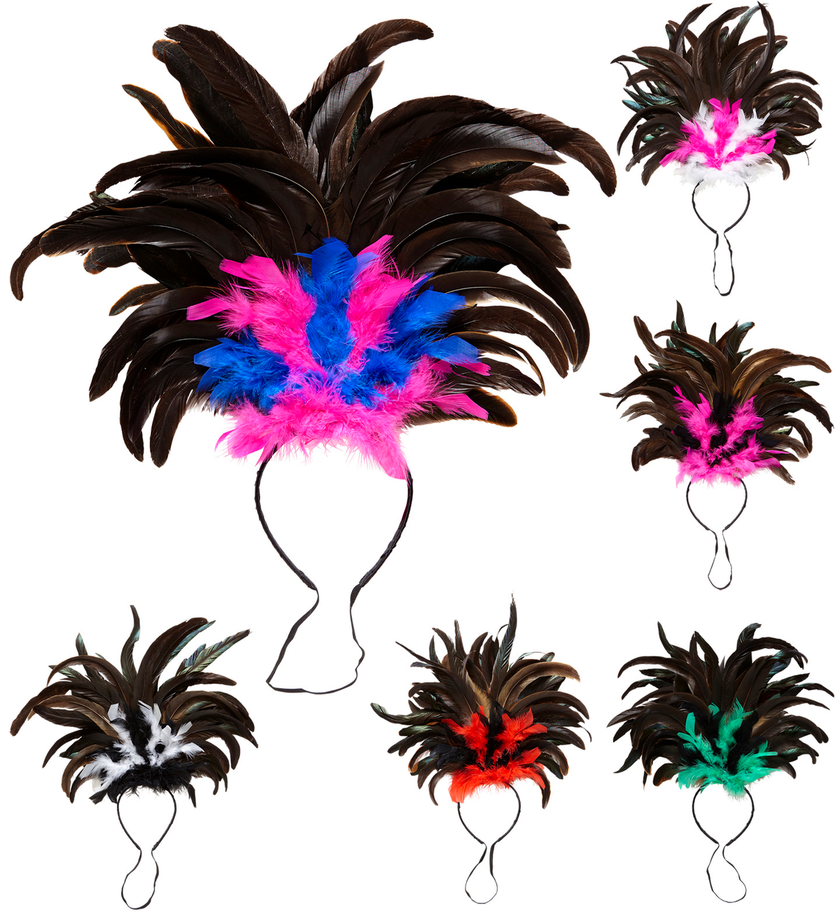 Cerchietto con Piume Copacabana - Modelli Assortiti - Accessori per Carnevale - 6601l