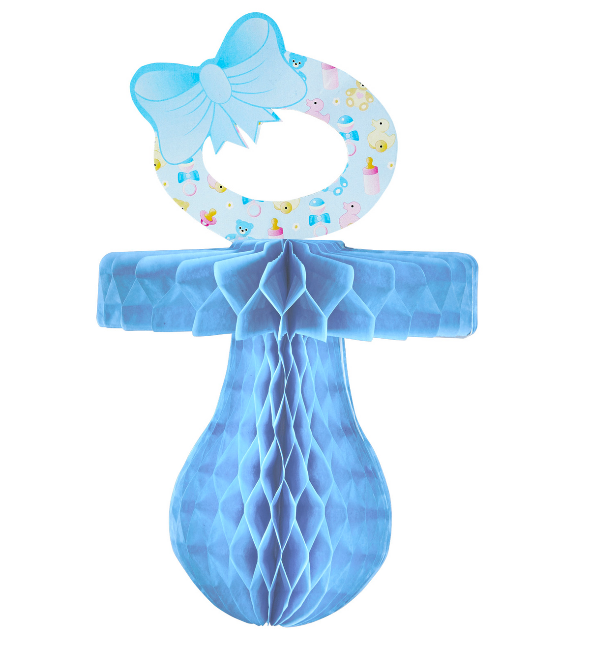 Ciucciotto Stile Nido D'ape - Nascita Bambino - Colore Azzurro - Maschietto - 26 Cm.