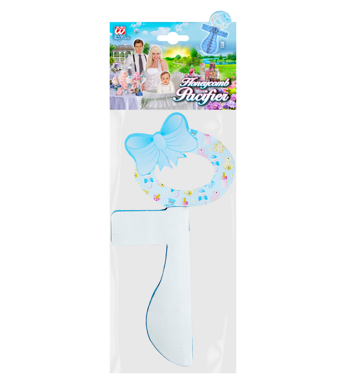 Ciucciotto Stile Nido D'ape - Nascita Bambino - Colore Azzurro - Maschietto - 26 Cm.