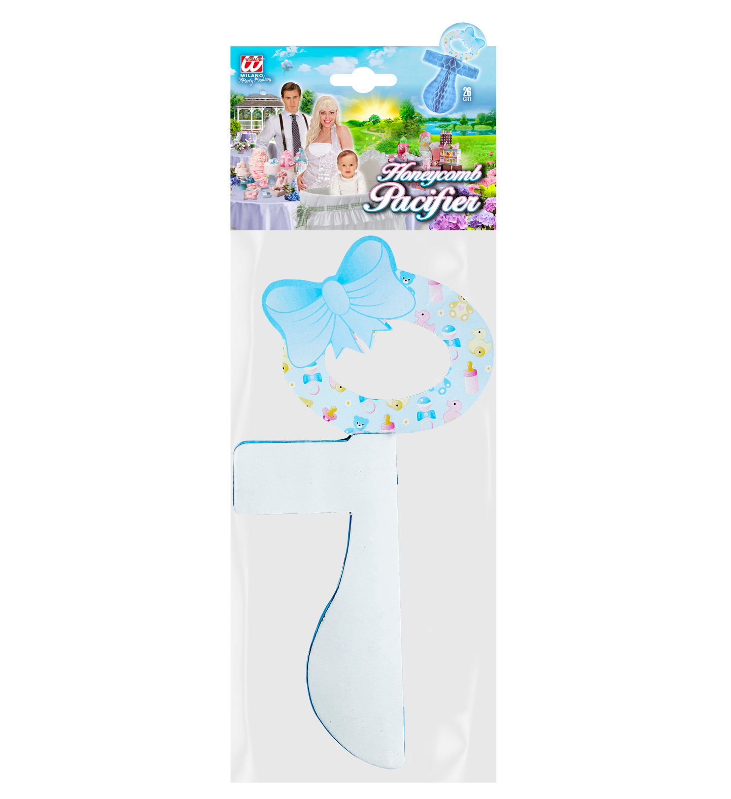 Ciucciotto Stile Nido D'ape - Nascita Bambino - Colore Azzurro - Maschietto - 26 Cm.
