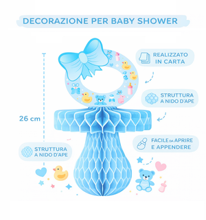 Ciucciotto Stile Nido D'ape - Nascita Bambino - Colore Azzurro - Maschietto - 26 Cm.