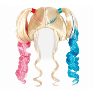 Parrucca Bionda con Codini Colorati Accessorio Carnevale Cosplay Harley Queen - 4296