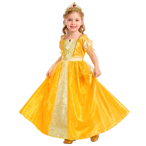 Costume Principessa Abito Lungo e Tiara Travestimento Carnevale Feste in Maschera Cosplay Belle - 9533