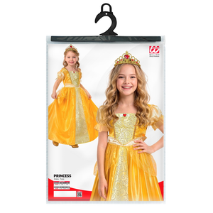 Costume Principessa Abito Lungo e Tiara Travestimento Carnevale Feste in Maschera Cosplay Belle - 9533