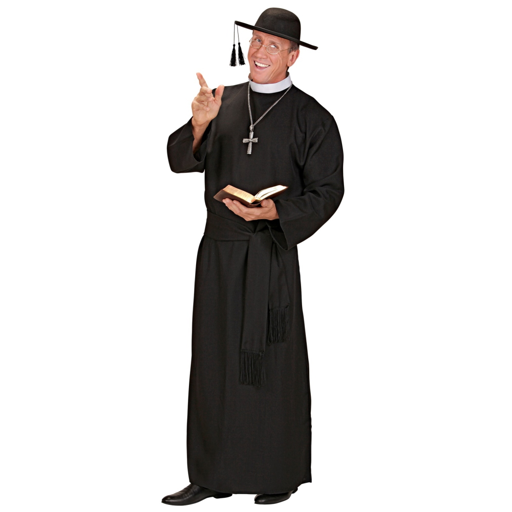 Costume da Prete Uomo Travestimento Carnevale Tunica e Cintura Cosplay Feste a Tema - 3901